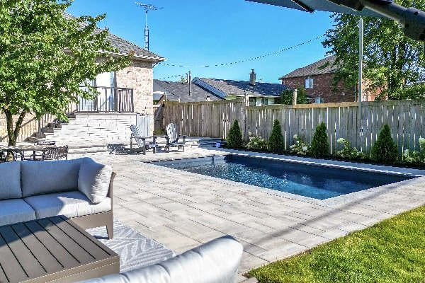 Beautiful Garden, Landscaping and Pool in Hamilton, Ontario. Build by Boulder Design.