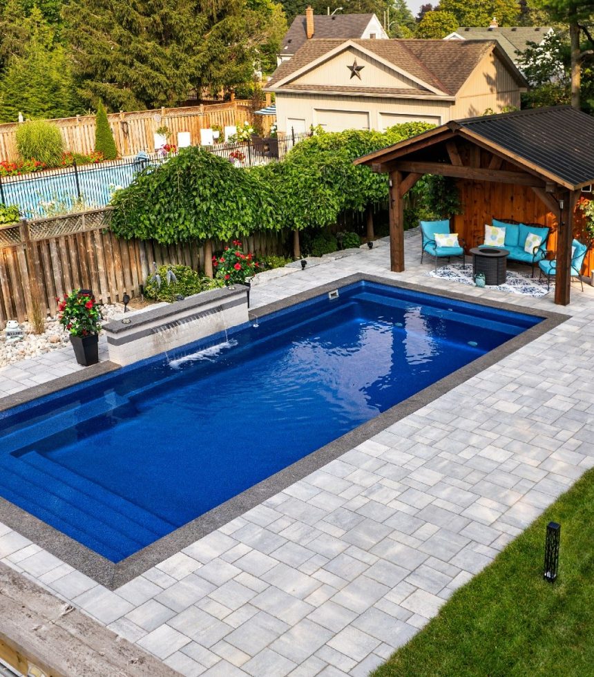 Fiberglass Pool 33x14 Installed by Boulder Design Pool & Landscaping
