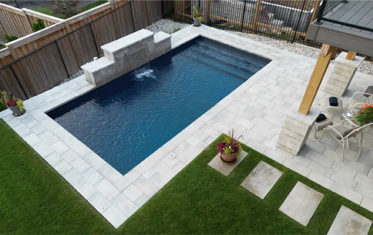 Boulder Design Pools & Landscapes, Beamsville, Ontario Front and Backyard Pool Install and Landscaping